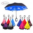 Double Layers Reverse Umbrella Rain Women Long Handle Women Men Self S_1